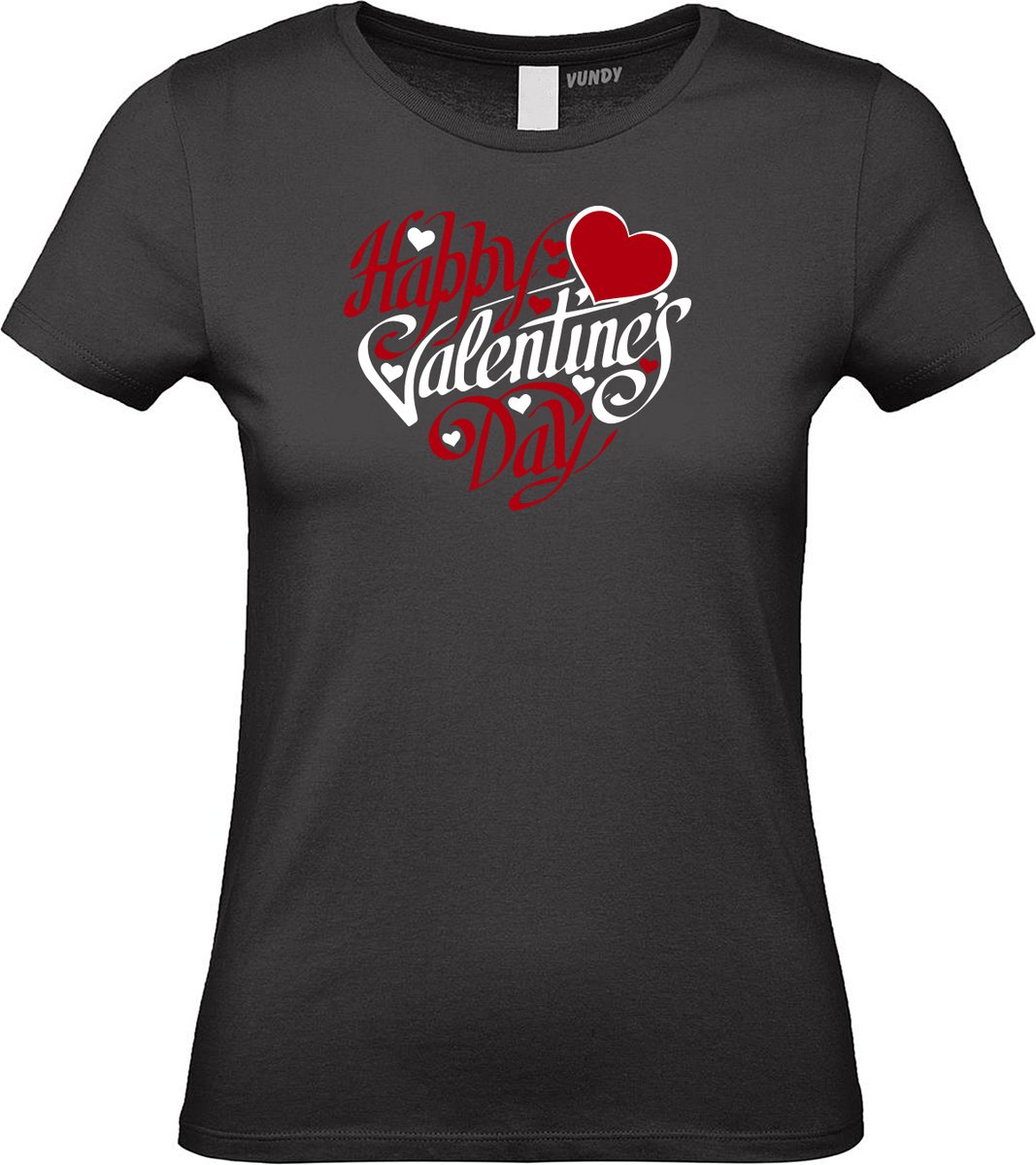 Dames T-shirt Happy Valentines Day | valentijn cadeautje voor hem haar | valentijn | valentijnsdag cadeau | Zwart dames | maat XL